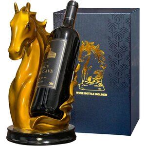 Wine Bottle Holder Wine Racks Tabletop Horse Statue as Home Wine Cellar Gold